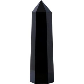 Apengshi Black Obsidian Crystal Tower Natural Healing Crystal Wand Single Pointed Stones Reiki Chakra Gemstone Therapy Home Decor Witchcraft Gift 1.96-2.36"