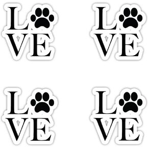 I Love Dogs Sticker - Vinyl Decal - Laptop, Decor, Window Vinyl Decal Sticker - (4 Stickers Each 2" Vinyl Decal)