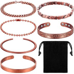 6 Pcs Copper Magnetic Bracelets Vintage Copper Bracelets Handmade Copper Cuff Bracelet for Adjustable Size Health Jewelry Gifts for Men Women in Saudi Arabia