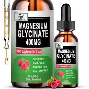 Magnesium Glycinate Liquid Drops, Pure Magnesium Glycinate 400mg for Bone, Sleep, Leg Cramps & Immune Support, 6X High Absorption Liquid Magnesium Supplement, Vegan, Non-GMO, Gluten-Free | 30 Servings