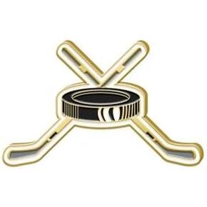 Crown Awards Hockey Pin - 1.25" Hockey Sticks and Puck Enamel Lapel Pin Prime