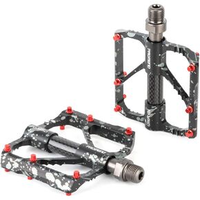 Mountain Bike Pedals - Aluminum Alloy with Carbon Fiber Tube, Triple Bearing, Lightweight, Standard 9/16" Size