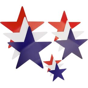 Beistle Star Cutouts, 9 Pack of Assorted Sizes Red, White & Blue Patriotic Decorations for Wall Backdrop, Fourth of July & Memorial Day Party Supplies, American Themed Holiday Classroom Decor