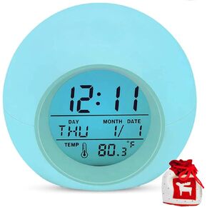 Kids Alarm Clock, Digital Alarm Clocks with Snooze, 7 Color Night Light, Alarm Clock for Kids, Wake Up Digital Clock for Room Decor (Round)