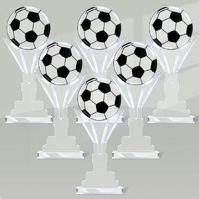 6 Pcs Soccer Trophy Award Acrylic Soccer Ball Prize Ornaments, Soccer Sign Keepsake Soccer Match Gift Game Prize for Football Team Athlete Coach Club Member Soccer Lover Gift
