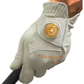 Copper Tech Men's Golf Gloves - Optimal Wrist Support with Copper Infused Thread - 100% AAA Synthetic Tacky Leather - Perfect for Summer & Fall Golfing - Golf Gloves Men (Hand Orientation: Both Hand)
