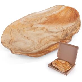 Wooden Dough Bowls for Decor - Natural Wood Fruit Bowl 11-13 inch, Decorative Wooden Bowl for Fruits, keys, jewerly Display, Kitchen, Dining Room, Office, Bathroom, Bedroom, Living Room