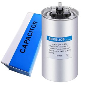 45+5 uF 45/5 MFD ±5% 370V/440V/450VAC CBB65 A/C Capacitor, Dual Run Start Round Capacitor, Air Conditioner Capacitors for AC Motor Run, Heat Pump, Condenser Straight Cool,HVAC Capacitor