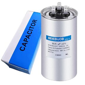 45+5 uF 45/5 MFD ±5% 370V/440V/450VAC CBB65 A/C Capacitor, Dual Run Start Round Capacitor, Air Conditioner Capacitors for AC Motor Run, Heat Pump, Condenser Straight Cool,HVAC Capacitor