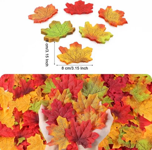 Fake Fall Leaves Halloween Decor Fake Fall Maple Leaf Leaves 3.15 Inch Fake Autumn Leaves for Party Wedding Thankgiving Decor（4 Color, 200 Pcs ） in Saudi Arabia