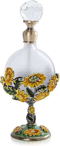 يو فنغ 8 مللي زجاجة عطر زجاجية فارغة عتيقة مع عباد الشمس مزين بجسم مسطح قابل لإعادة الملء زجاجة عطر in Kuwait