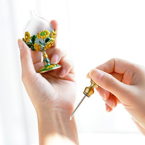 يو فنغ 8 مللي زجاجة عطر زجاجية فارغة عتيقة مع عباد الشمس مزين بجسم مسطح قابل لإعادة الملء زجاجة عطر in Kuwait