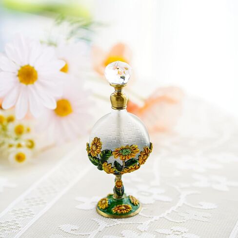 يو فنغ 8 مللي زجاجة عطر زجاجية فارغة عتيقة مع عباد الشمس مزين بجسم مسطح قابل لإعادة الملء زجاجة عطر in Kuwait