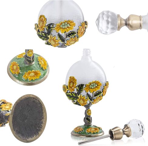 يو فنغ 8 مللي زجاجة عطر زجاجية فارغة عتيقة مع عباد الشمس مزين بجسم مسطح قابل لإعادة الملء زجاجة عطر in Kuwait