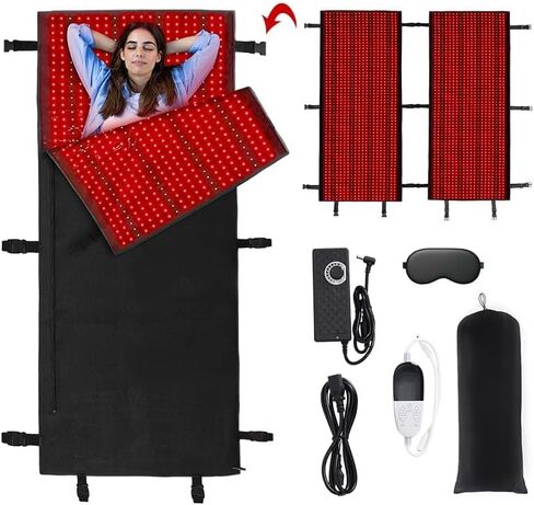 2pcs (63 * 27in) Red Light Therapy Mat Device, Near Infrared Light Therapy Blanket with Timer,Infrared Light Therapy for Body Shoulder Waist Back Knee Pain Relief in Saudi Arabia