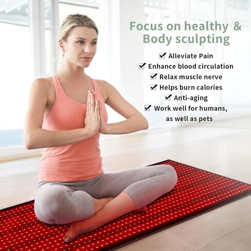 2pcs (63 * 27in) Red Light Therapy Mat Device, Near Infrared Light Therapy Blanket with Timer,Infrared Light Therapy for Body Shoulder Waist Back Knee Pain Relief in Saudi Arabia