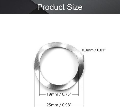 MroMax 304 Stainless Steel Wave Spring Washer-0.98" x 0.75" x 0.01"(ODxIDxT) Sealing Gasket for Screw Bolt Metallic for Home Decoration, Outdoor Construction Silver 10PCS in Saudi Arabia