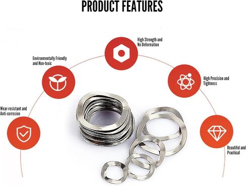 MroMax 304 Stainless Steel Wave Spring Washer-0.98" x 0.75" x 0.01"(ODxIDxT) Sealing Gasket for Screw Bolt Metallic for Home Decoration, Outdoor Construction Silver 10PCS in Saudi Arabia