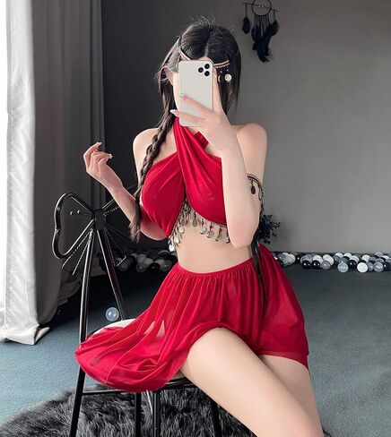 ملابس داخلية مثيرة للأميرة من JasmyGirls، أزياء خادمة مثيرة، بيكيني أنيمي، ملابس لعب الأدوار، فستان نادي الرقص العربي للهالوين in Kuwait