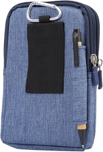 Vertical Cell Phone Waist Bag for Men, Cell Phone Belt Clip Pouch Small, Mens Outdoor Sport Travel Nylon Zipper Cellphone Waist Wallet Bag Smartphone Pouch Pack Pocket with Belt Loop Carabiner Hook in Kuwait