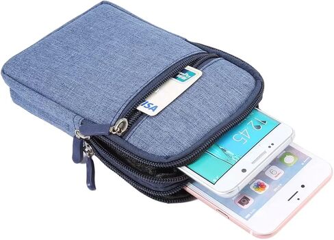 Vertical Cell Phone Waist Bag for Men, Cell Phone Belt Clip Pouch Small, Mens Outdoor Sport Travel Nylon Zipper Cellphone Waist Wallet Bag Smartphone Pouch Pack Pocket with Belt Loop Carabiner Hook in Kuwait