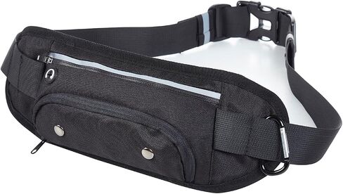 Men's and women's outdoor sports waist bag for walking, running, dog walking, adjustable waist bag with water cup position (黑色), Black, niekely-1 in Saudi Arabia