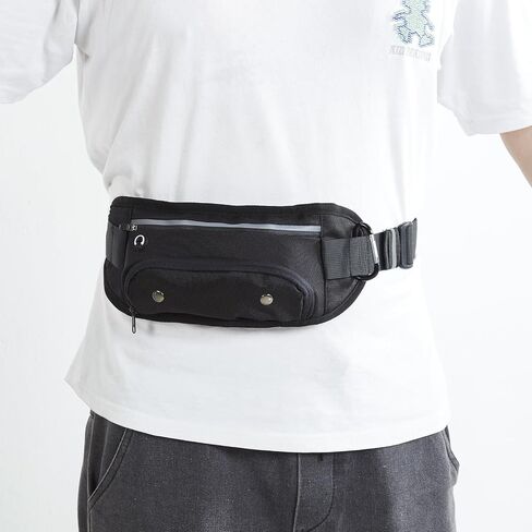 Men's and women's outdoor sports waist bag for walking, running, dog walking, adjustable waist bag with water cup position (黑色), Black, niekely-1 in Saudi Arabia
