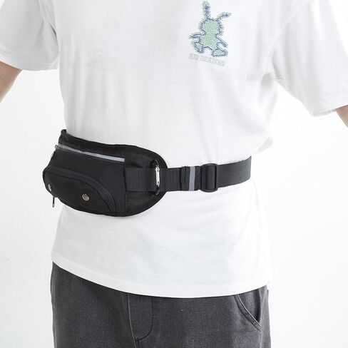 Men's and women's outdoor sports waist bag for walking, running, dog walking, adjustable waist bag with water cup position (黑色), Black, niekely-1 in Saudi Arabia