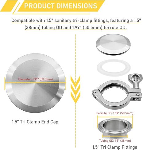 4 Inch Tri Clamp End Cap with 4" Tri-Clamp and Silicone Gasket 304 Stainless Steel Sanitary Fittings TC Caps Quick Connect Kit 2PCS in Saudi Arabia