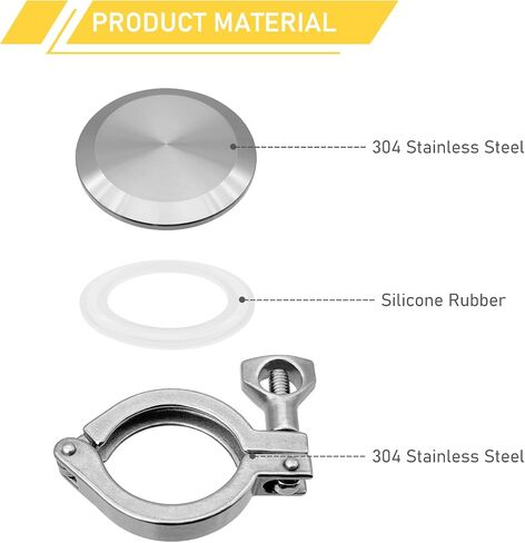 4 Inch Tri Clamp End Cap with 4" Tri-Clamp and Silicone Gasket 304 Stainless Steel Sanitary Fittings TC Caps Quick Connect Kit 2PCS in Saudi Arabia