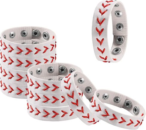 10pcs Baseball Bracelets, Leather Baseball Bangle Cuff Wristband Adjustable Softball Charm Bracelets Sports Team Bracelet Gifts Jewelry for Party Favors Men Women Boys Teens Adults in Saudi Arabia