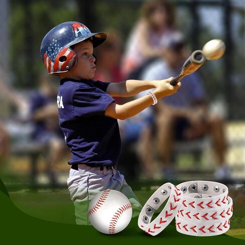 10pcs Baseball Bracelets, Leather Baseball Bangle Cuff Wristband Adjustable Softball Charm Bracelets Sports Team Bracelet Gifts Jewelry for Party Favors Men Women Boys Teens Adults in Saudi Arabia