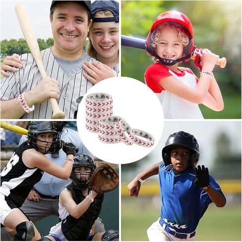 10pcs Baseball Bracelets, Leather Baseball Bangle Cuff Wristband Adjustable Softball Charm Bracelets Sports Team Bracelet Gifts Jewelry for Party Favors Men Women Boys Teens Adults in Saudi Arabia