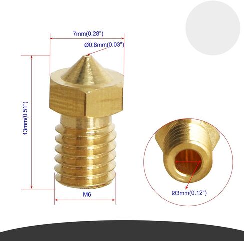 Aopin M6 3 مللي متر فوهات بثق طابعة ثلاثية الأبعاد 0.5 مللي متر/0.02 "بثق طابعة نحاسية ثلاثية الأبعاد فوهات 4 قطعة in Kuwait