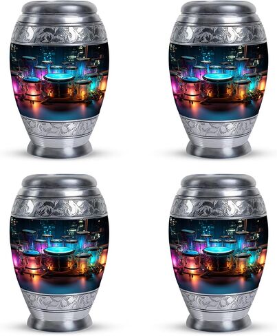 Neon Drum Set Cremation Urn Human Ashes - Unique Urns for Human Ashes Adult - Urns for Human Ashes Adult Male Dad - Decorative Urns - Urn for Ashes Adult Male (size-3nch,4pcs) in Saudi Arabia