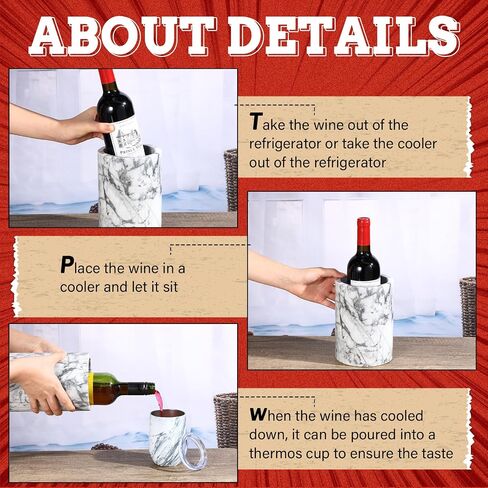 Baderke Marble Wine Cooler with 2 Marble Stainless Steel Wine Cup Wine Chiller Portable Wine Bottle Chiller Beverage Chiller Wine Accessories for Wine Lovers Parties Dinner Keep Wine Beverages Cold in Saudi Arabia