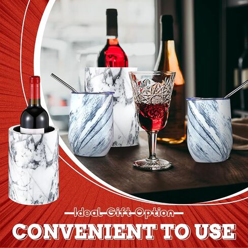 Baderke Marble Wine Cooler with 2 Marble Stainless Steel Wine Cup Wine Chiller Portable Wine Bottle Chiller Beverage Chiller Wine Accessories for Wine Lovers Parties Dinner Keep Wine Beverages Cold in Saudi Arabia