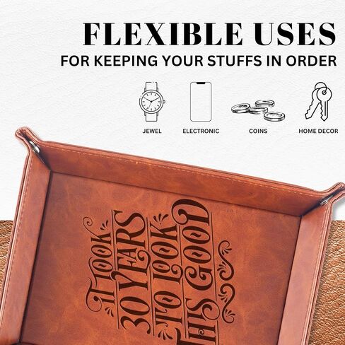 INNObeta 30th Birthday Gifts for Men, Him, Valet Tray for Male, Bedside Tray with Keychain - It Took 30 Years to Look This Good in Saudi Arabia