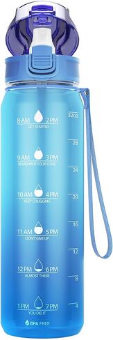 Sahara Sailor Water Bottle, 32oz Motivational Water Bottles with Time Marker, Sports Water Bottle with Silicone Spout and Straw, Tritan, BPA Free, Leakproof Bottle with Wide Mouth in Saudi Arabia