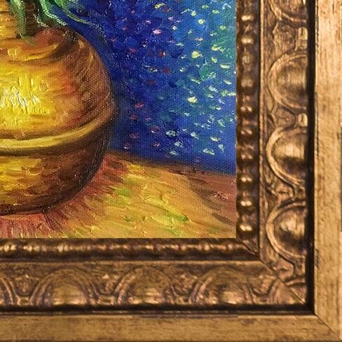La Pastiche OverstockArt Crown Imperial Fritillaries in a Copper Vase by Gogh Hand Painted Oil on Canvas with Versailles Gold Frame, 13.5" x 11.5", Multi-Color in Saudi Arabia