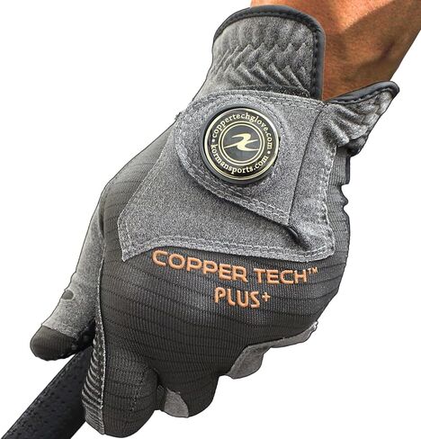 Copper Tech Men's Golf Gloves - Optimal Wrist Support with Copper Infused Thread - 100% AAA Synthetic Tacky Leather - Perfect for Summer & Fall Golfing - Golf Gloves Men (Hand Orientation: Both Hand) in Saudi Arabia