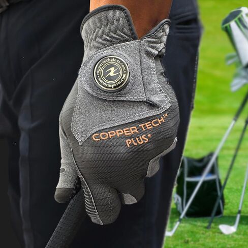 Copper Tech Men's Golf Gloves - Optimal Wrist Support with Copper Infused Thread - 100% AAA Synthetic Tacky Leather - Perfect for Summer & Fall Golfing - Golf Gloves Men (Hand Orientation: Both Hand) in Saudi Arabia