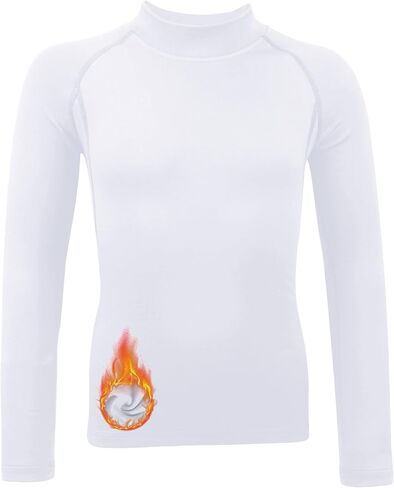 Youth Boys' Compression Shirt Long Sleeve Thermal Undershirt，Fleece Base Layer Athletic for Baseball, Football in Saudi Arabia