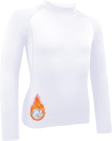 Youth Boys' Compression Shirt Long Sleeve Thermal Undershirt，Fleece Base Layer Athletic for Baseball, Football in Saudi Arabia