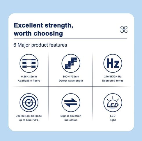 معرف الألياف الضوئية 800-1700 نانومتر الكل في واحد، محدد الأخطاء البصرية المدمج بطول 5 كيلومتر VFL، كاشف حركة الألياف OFI مع LED، أزرق داكن in Kuwait