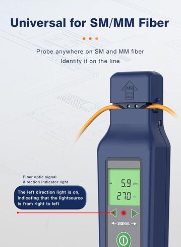 معرف الألياف الضوئية 800-1700 نانومتر الكل في واحد، محدد الأخطاء البصرية المدمج بطول 5 كيلومتر VFL، كاشف حركة الألياف OFI مع LED، أزرق داكن in Kuwait