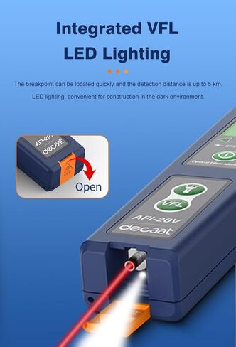 معرف الألياف الضوئية 800-1700 نانومتر الكل في واحد، محدد الأخطاء البصرية المدمج بطول 5 كيلومتر VFL، كاشف حركة الألياف OFI مع LED، أزرق داكن in Kuwait