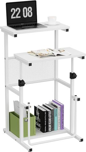 حامل Shintenchi Mobile Podium، عربة كمبيوتر محمول متدحرجة مع ارتفاع قابل للتعديل، حامل كمبيوتر محمول مع سدادة علوية دوارة وحافة، مكتب كمبيوتر محمول قائم على عجلات، أسود in Kuwait