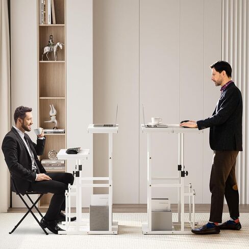 حامل Shintenchi Mobile Podium، عربة كمبيوتر محمول متدحرجة مع ارتفاع قابل للتعديل، حامل كمبيوتر محمول مع سدادة علوية دوارة وحافة، مكتب كمبيوتر محمول قائم على عجلات، أسود in Kuwait