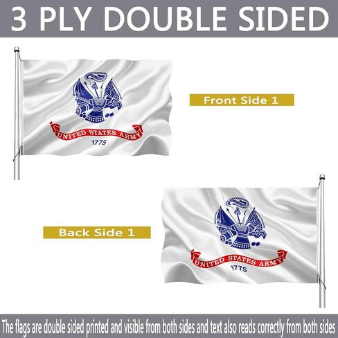 US Army Flag 3x5 Outdoor Double Sided- Heavy Duty United States Army Military Flags -American White 1775 Army Flags Banner with 2 Brass Grommets 4 Rows Stitched in Saudi Arabia